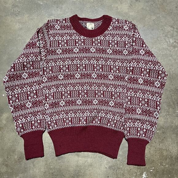 Vintage 60s Briar Club Red Christmas Pattern Wool Sweater - Picture 1 of 3